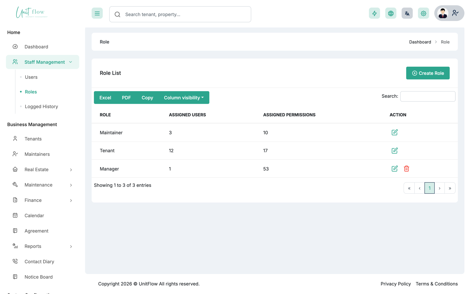 User Roles & Permissions screenshot