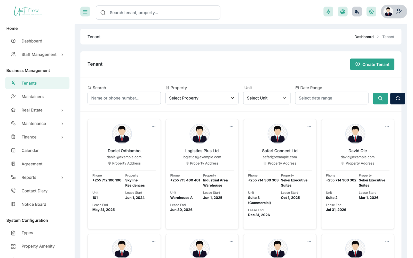 Tenants & Leases screenshot